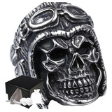 Combo Anillo Calavera Motociclista Chopper Acero Inoxidable