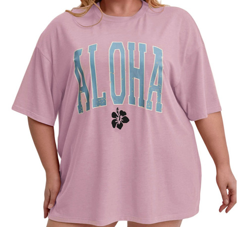 Camiseta Aloha Florzinha Oversized Tumblr Delicada Essencial