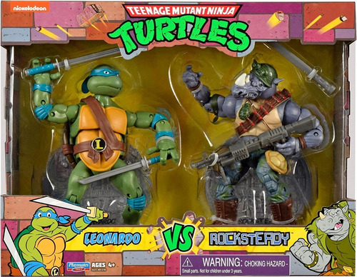 Tmnt Playmates Tortugas Ninja Vintage Leonardo Vs Rocksteady