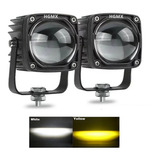 Par Faros Led Exploradora Blanco Amarillo Lupa Laser Moto