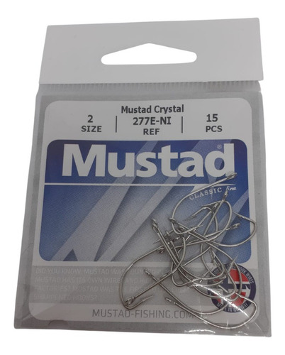 Anzuelo Mustad 277 N° 2 Ni Niquelados Paquete X15u Pejerrey