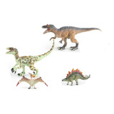 Set 4 Muñecos Dinosaurio Velociraptor Carnotaurio Articulado
