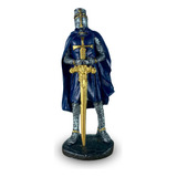 Guerreiro Medieval Cavaleiro Templário Azul Resina 8087