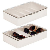 Contenedor Organizador De Lentes Caja 5 Secciones Crema 2pz 