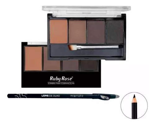 Paleta Sombras P/ Sobrancelha Ruby Rose + Lápis Delineador