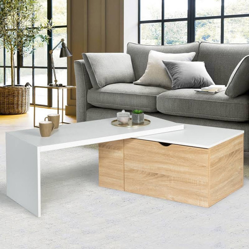 Mesa De Centro Transformable En L Para Living 100x48x40cm 