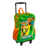 Mochila Rodinha Escolar Infantil Creeper Minecraft Oficial