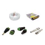 Kit Fonte 12v 5a Cftv + 100m Cabo Coaxial + Conectores