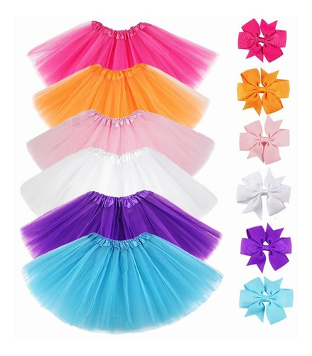 Tutu Liso Falda De Tul Para Niña +pinza Para El Cabello