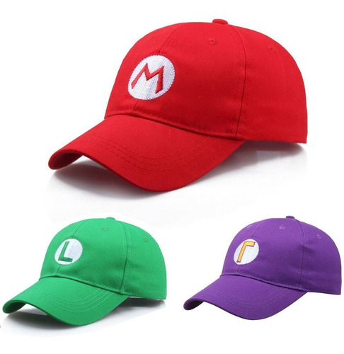 Gorros Jockey Con Visera Super Mario Bross Luigi Bordado