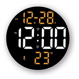 Reloj De Pared Digital Redondo Led Grande Control Remoto 9''