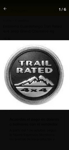 Emblema Trail Rated  Cherokee Liberty Wrangler  Foto 3
