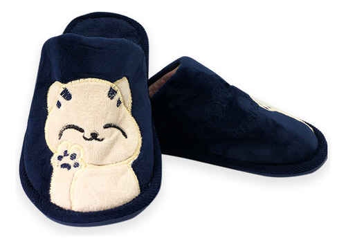 Calçado Pantufa Infantil Gatinho Azul Pés Aquecidos No Frio