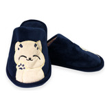 Calçado Pantufa Infantil Gatinho Azul Pés Aquecidos No Frio