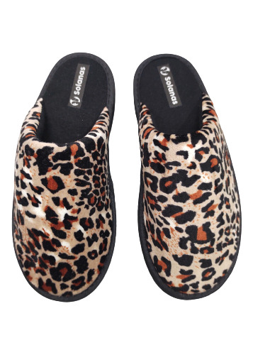 Pantuflas Invierno Punta Cerrada Plush Animal Print Mujer