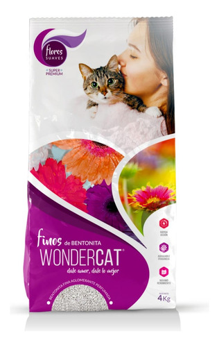 Piedras Wondercat Bentonita Aglomerante Flores Suaves X 4kg