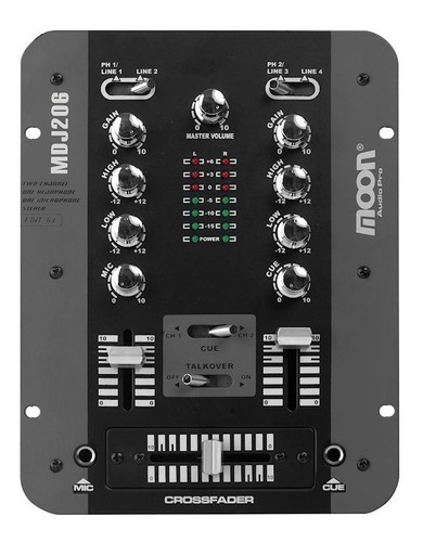 Consola Mixer Dj Moon Pro Mdj 206 Stereo 2 Canales 4 Líneas