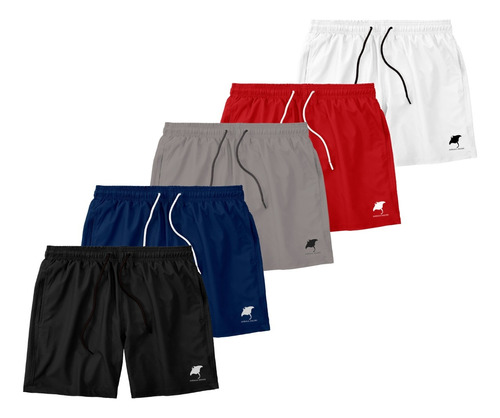 Kit 5 Shorts Masculino Bermuda Praia Academia Treino Liso