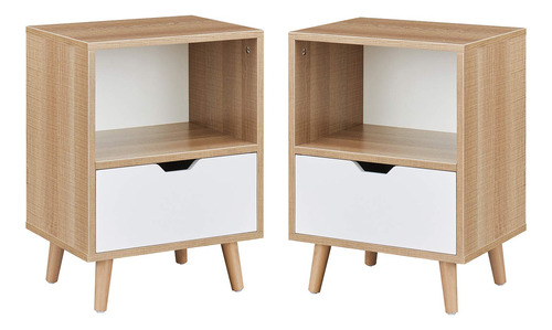 Wind Moderna Mesa Auxiliar De Madera Para Dormitorio De 2 N.