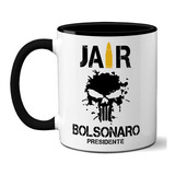 Caneca Jair Bolsonaro Presidente Caveira Bala Alça Preta