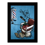 Quadro Decorativo Grande Barber Shop Cadeira Máquina Cortar