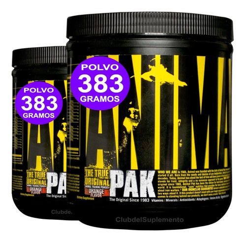 2 Potes Animal Pak Universal Crecimiento Muscular + Rutina