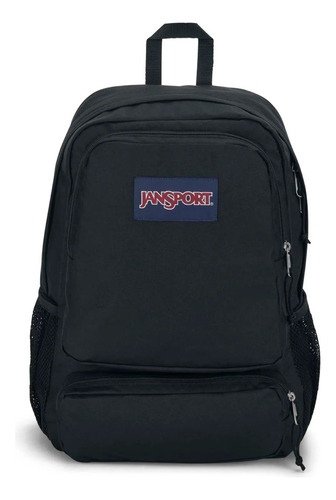 Mochila Jansport Doubleton 29l Escolar Porta Notebook Urbana Color Negro Diseño De La Tela Liso