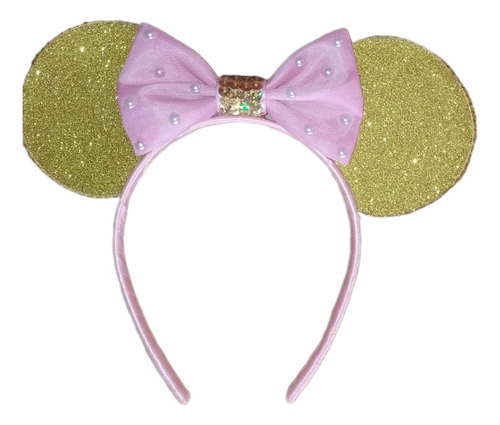 Vincha Minnie Gold Rosa Y Dorado 