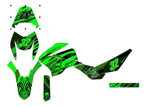 Graficos  Para  125z R-grande Ita-lika Verde Neon