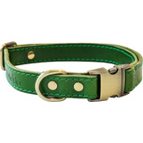 Collar De Cuero Para Perros Ajustable Y Resistente Color Verde Tamaño Del Collar Mediano