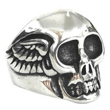 Anillo Skull Calavera Clásica Con Alas Acero Quirúrgico 316l