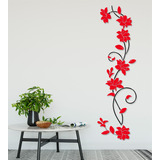 Adesivo Decorativo Arvore Rosa Flor 3d Vermelho Nacional