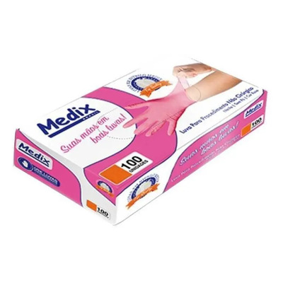 Luva Nitrílica Medix Rosa PP Sem Pó Descartável Antiderrapante 100 Uni | MercadoLivre