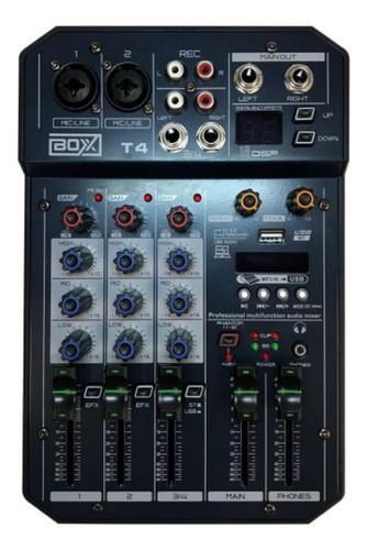 Mesa De Som Mixer 4 Canais Interface Usb Lives Boxx T4
