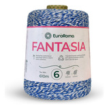 Barbante Color Fantasia 4/6 600 Grs Cores Diversas-euroroma Cor Crú E Azul Royal