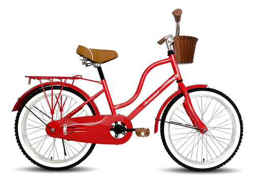 Bicicleta Infantil Santorini Equipada Urbana Retro Rodada 20 Color Rojo