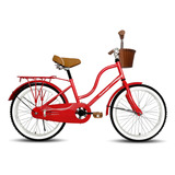Bicicleta Infantil Santorini Equipada Urbana Retro Rodada 20 Color Rojo