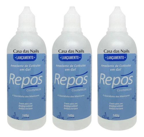 Kit 3 Amaciante De Cuticulas Em Gel Repos 140g