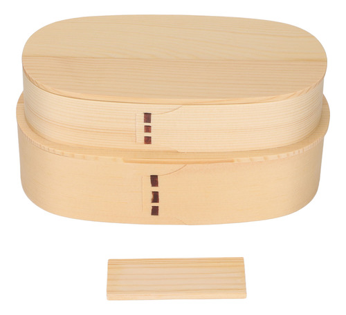 Cajas De Madera Tipo Bento De Doble Capa, Color Madera, Para