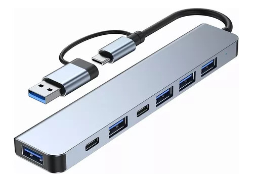 7 En 2 Hub Usb Tipo C 3.0 Adaptador Otg Para Laptop Con Pd