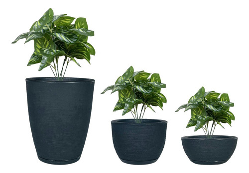 3 Vasos Para Planta Grande Cone Bojo Bacia Com Prato Classic