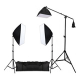 Kit Estúdio 3 Softbox 50x70cm Girafa Tripé Robusto 12 Lâmpad