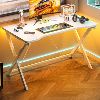 Escritorio Gamer Moderno De Fibra De Carbono Blanco 120x60x75cm, Resistente Y Espacioso Para Oficina Y Hogar