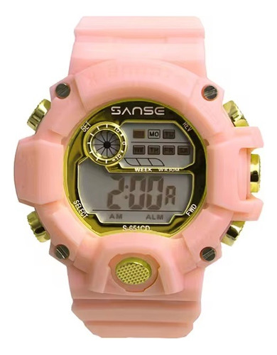 Reloj Digital Sanse Mujer Led Luces Sumergible Estuche Metal