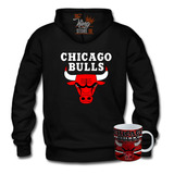 Poleron Con Cierre + Taza, Chicago Bulls, Basketball, Nba, Deporte, Fans, Xxxl