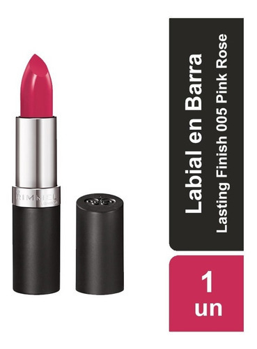 Labial En Barra Rimmel Lasting Finish Lipstick Acabado Cremoso Color 005 Pink Rose