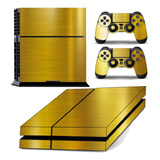 Skin Ps4 Fat Adesivo Película Playstation 4 Gold Escovado