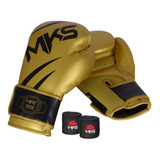 Kit Luva Boxe Mks Champions V3 Dou/pt + Bandagem Preta 2,55m