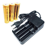 Kit Carregador 3 Baterias 18650 4,2v 9800mah Lanterna Led
