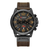 Reloj Para Hombre Curren 8314 Cronografo Cuero Acero Inoxid